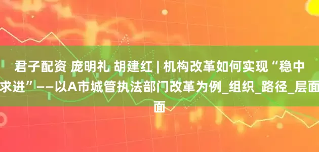 君子配资 庞明礼 胡建红 | 机构改革如何实现“稳中求进”——以A市城管执法部门改革为例_组织_路径_层面
