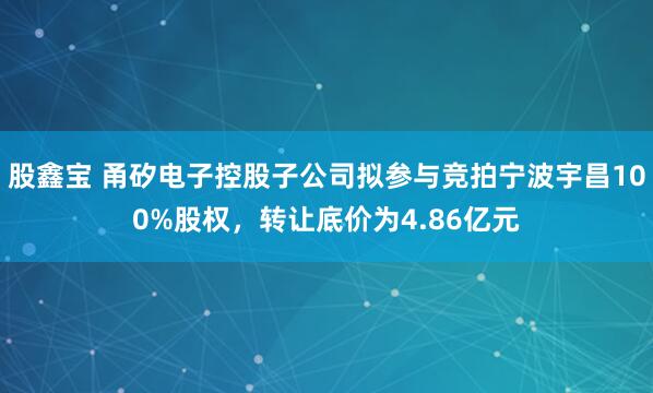股鑫宝 甬矽电子控股子公司拟参与竞拍宁波宇昌100%股权，转让底价为4.86亿元